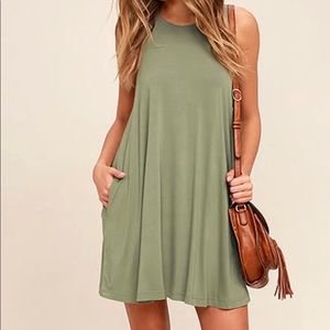 Lulu’s Olive Green Swing Dress with Pockets